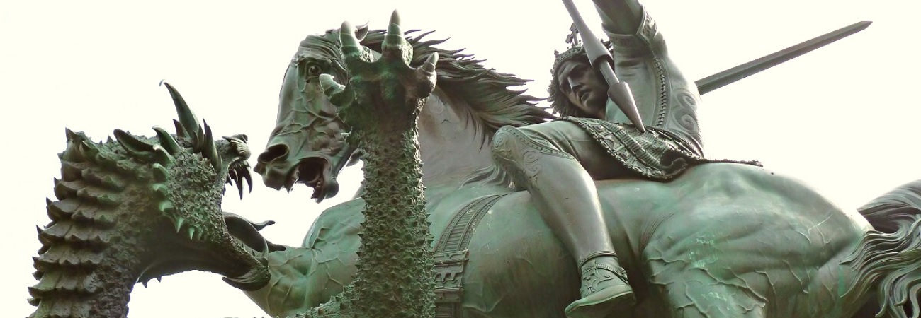 Saint George and the Dragon by August Kiss in Berlin featured